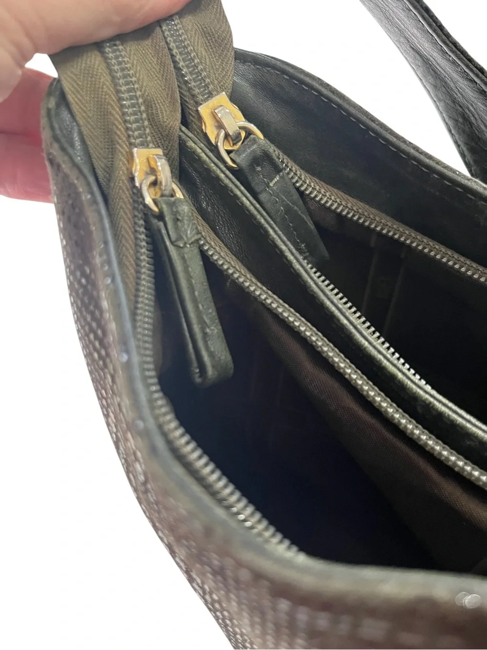 Marco Bucciani Made in Italy dark green leather sparkle Hobo Shoulder Bag